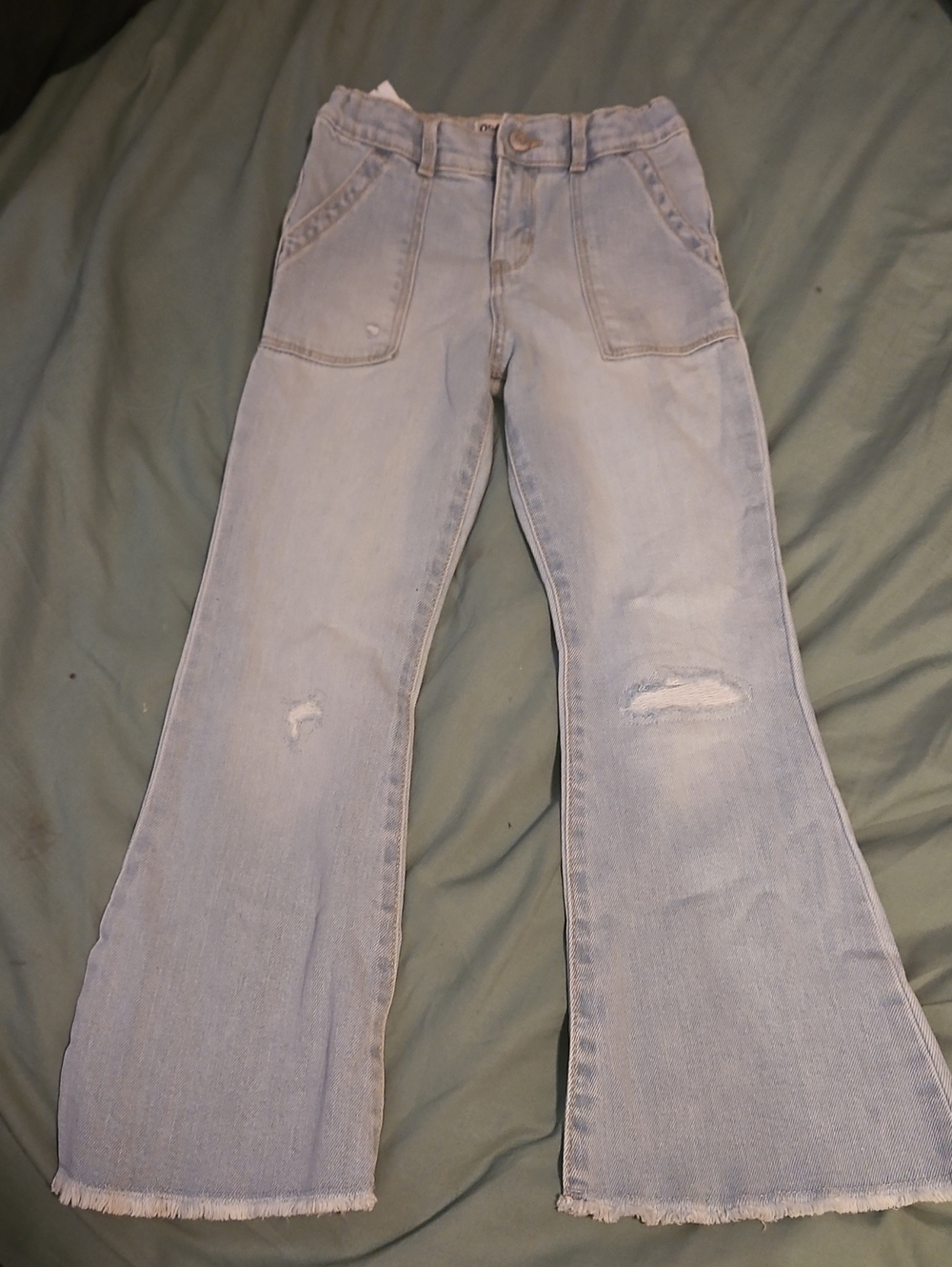 OshKosh B'gosh Light Blue Flare Jeans with Distressed Knees